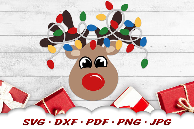 Christmas Reindeer SVG | Christmas Lights SVG SVG Cloud9Design 