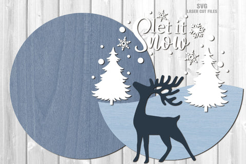 Christmas Reindeer SVG | Let It Snow SVG | Christmas Sign SVG Laser Cut Files SVG Cloud9Design 