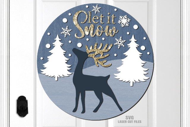 Christmas Reindeer SVG | Let It Snow SVG | Christmas Sign SVG Laser Cut Files SVG Cloud9Design 