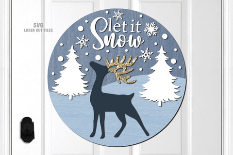 Christmas Reindeer SVG | Let It Snow SVG | Christmas Sign SVG Laser Cut Files SVG Cloud9Design 