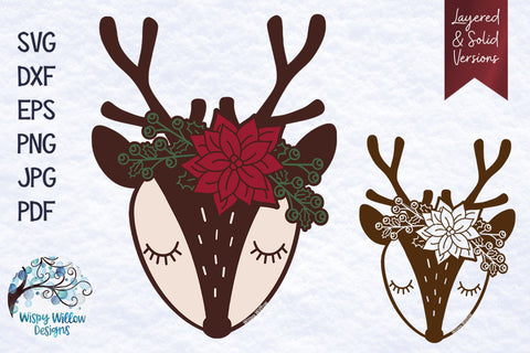 Christmas Reindeer SVG SVG Wispy Willow Designs 