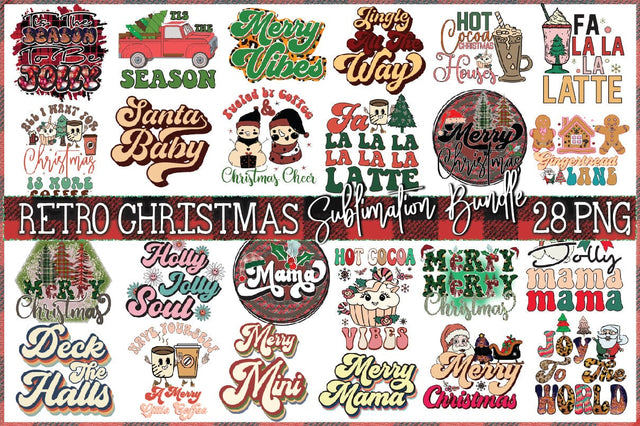 Christmas Retro Sublimation Bundle Sublimation Creativeart88 