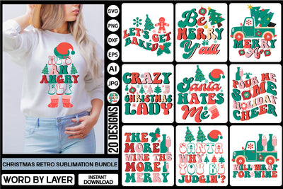 Christmas Retro Sublimation Bundle Sublimation DesignPlante 503 