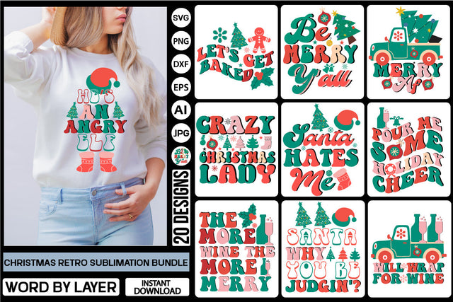 Christmas Retro Sublimation Bundle Sublimation DesignPlante 503 