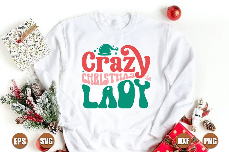 Christmas retro SVG Design, Crazy christmas lady SVG FiveStarCrafting 