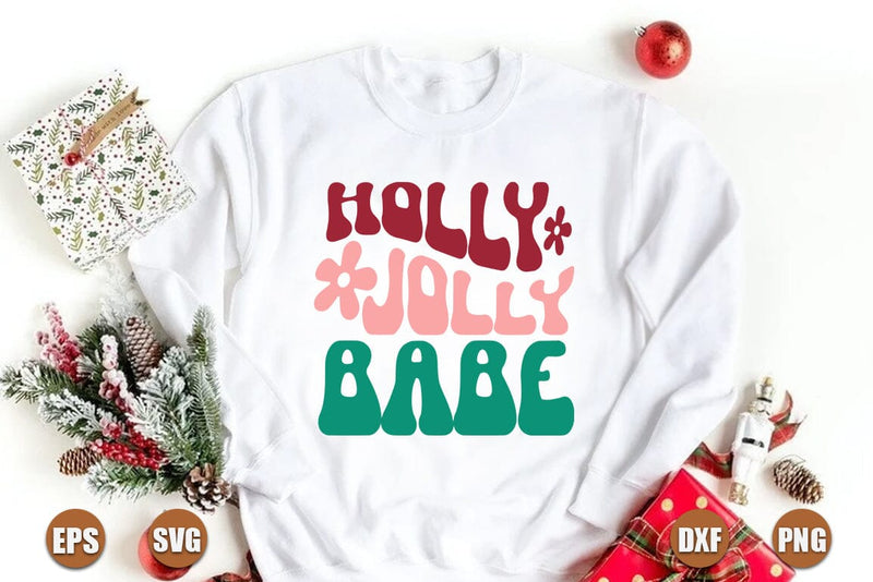 Christmas retro SVG Design, Holly jolly babe SVG FiveStarCrafting 