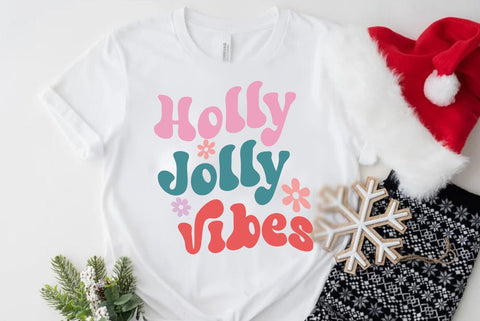 Christmas Retro SVG Design, Holly Jolly vibes SVG FiveStarCrafting 