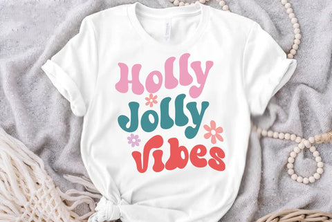 Christmas Retro SVG Design, Holly Jolly vibes SVG FiveStarCrafting 