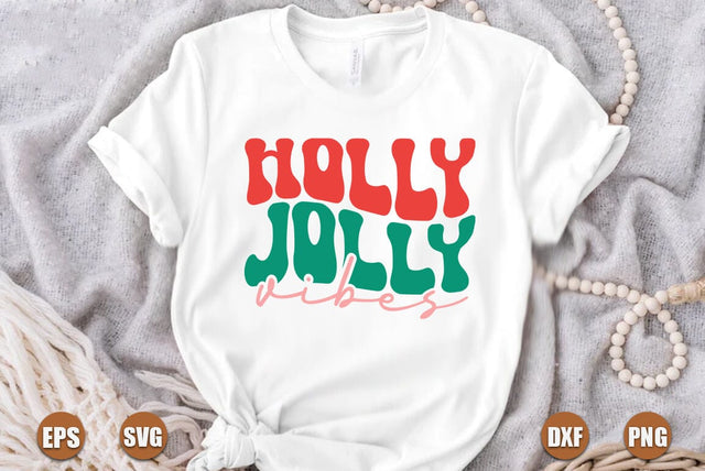 Christmas retro SVG Design, Holly jolly vibes SVG FiveStarCrafting 