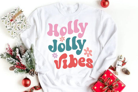 Christmas Retro SVG Design, Holly Jolly vibes SVG FiveStarCrafting 