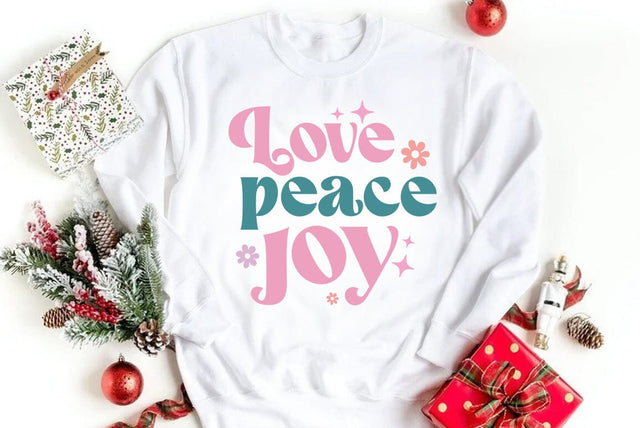 Christmas Retro SVG Design, Love peace joy SVG FiveStarCrafting 