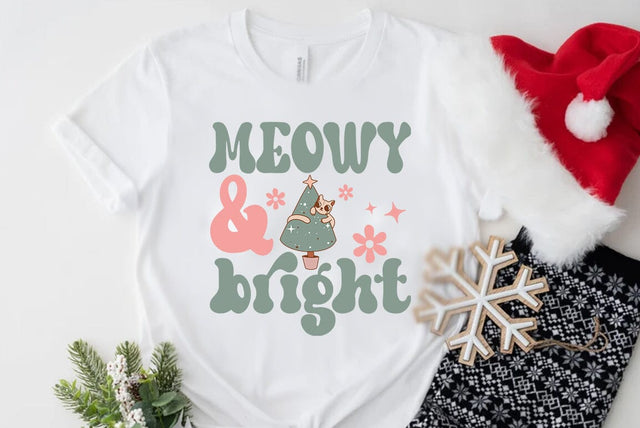 Christmas Retro SVG Design, Meowy & bright SVG FiveStarCrafting 