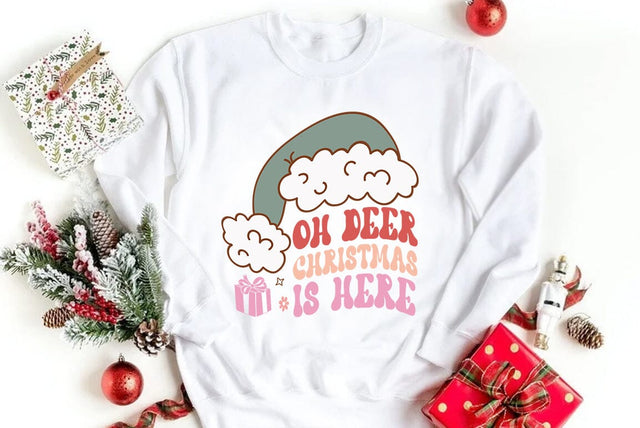 Christmas Retro SVG Design, Oh deer christmas is here SVG FiveStarCrafting 