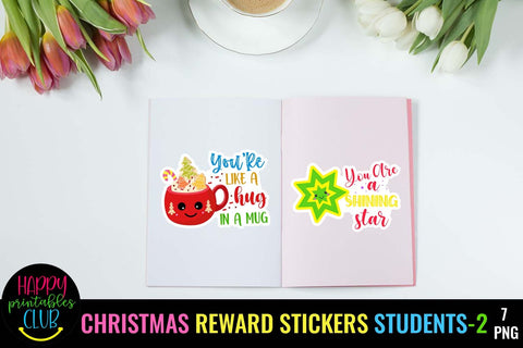 Christmas Reward Stickers for Students 2- Reward Stickers PNG SVG Happy Printables Club 