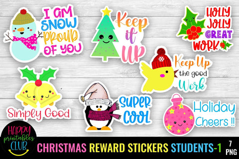 Christmas Reward Stickers for Students- Reward Stickers PNG SVG Happy Printables Club 