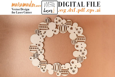 Christmas Ring Decoration Vector File for Laser Cutting. SVG MaramadeLaser 