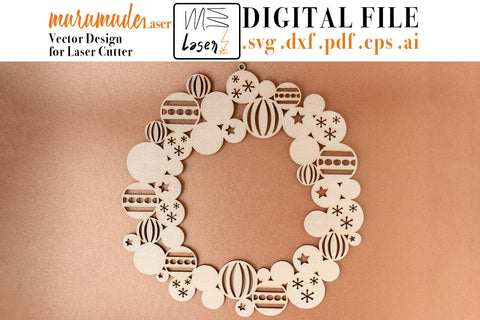 Christmas Ring Decoration Vector File for Laser Cutting. SVG MaramadeLaser 