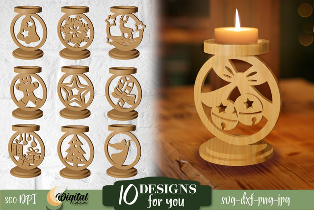 Christmas Round Candleholder | 3D Layered Christmas Design for Candles SVG Evgenyia Guschina 