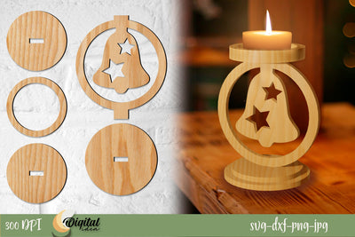 Christmas Round Candlestick holder | Layered Cut Design SVG Evgenyia Guschina 