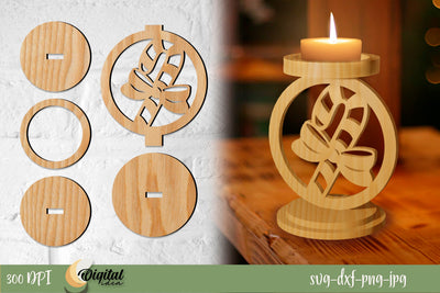 Christmas Round Candlestick holder | Layered Cut Design SVG Evgenyia Guschina 
