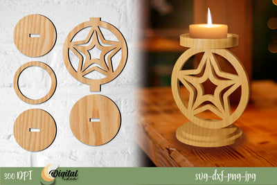 Christmas Round Candlestick holder | Layered Cut Design SVG Evgenyia Guschina 