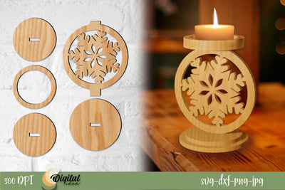 Christmas Round Candlestick holder | Layered Cut Design SVG Evgenyia Guschina 