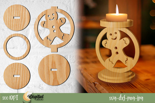 Christmas Round Candlestick holder | Layered Cut Design SVG Evgenyia Guschina 