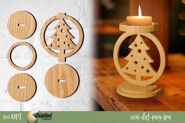 Christmas Round Candlestick holder | SVG Design SVG Evgenyia Guschina 