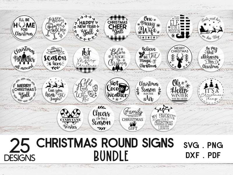 Christmas Round Door Sign bundle SVG - 25 Designs SVG Redearth and gumtrees 
