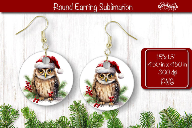 Christmas Round Earring Sublimation Designs Christmas Animal png Sublimation Createya Design 