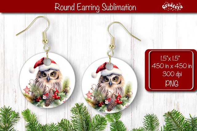 Christmas Round Earring Sublimation Designs Christmas Animal png Sublimation Createya Design 