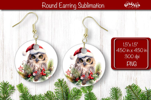 Christmas Round Earring Sublimation Designs Christmas Animal png Sublimation Createya Design 