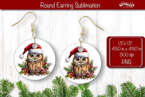 Christmas Round Earring Sublimation Designs Christmas Animal png Sublimation Createya Design 