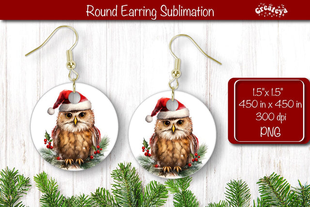 Christmas Round Earring Sublimation Designs Christmas Animal png Sublimation Createya Design 