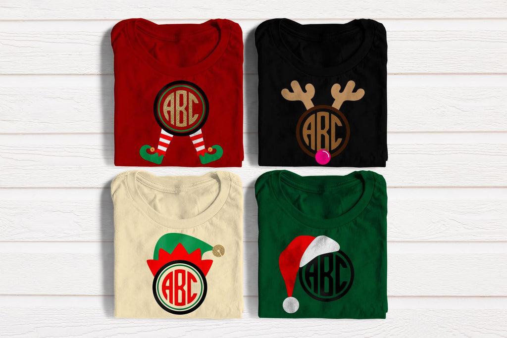 Christmas Round Monogram Frame Set - So Fontsy