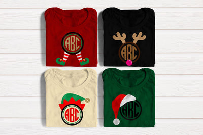 Christmas Round Monogram Frame Set SVG Designed by Geeks 