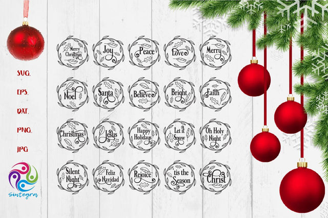 Christmas Round Ornament Bundle Svg SVG Sintegra 
