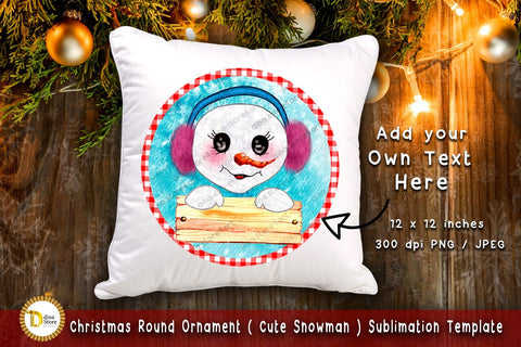 Christmas Round Ornament -Cute Snowman -Sublimation Template Sublimation Dina.store4art 