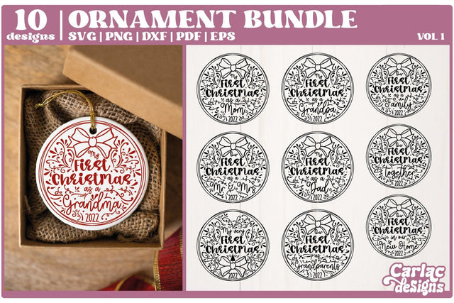 Christmas Round Ornament SVG Bundle | First Christmas SVG SVG Carla C Designs 