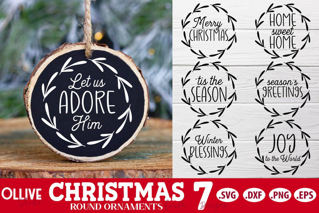 Christmas Round Ornaments Bundle SVG SVG Ollive Studio 
