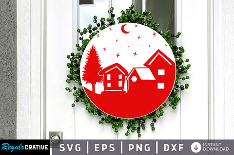 Christmas Round Scene SVG Design SVG Regulrcrative 