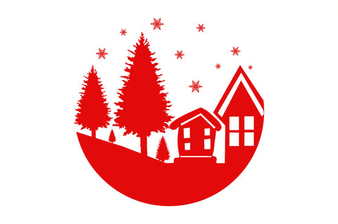 Christmas Round Scene SVG Design SVG Regulrcrative 