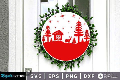 Christmas Round Scene SVG Design SVG Regulrcrative 