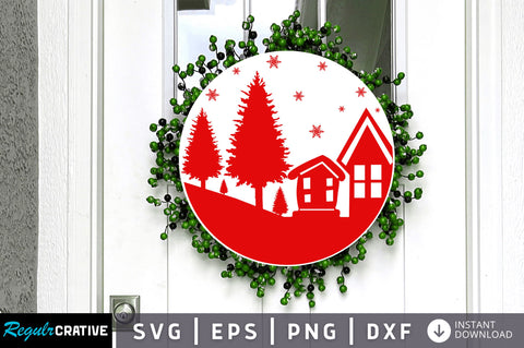 Christmas Round Scene SVG Design SVG Regulrcrative 