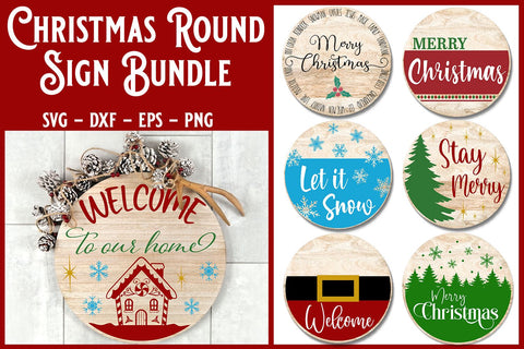 Christmas Round Sign Bundle | Christmas Sign SVG SVG B Renee Design 