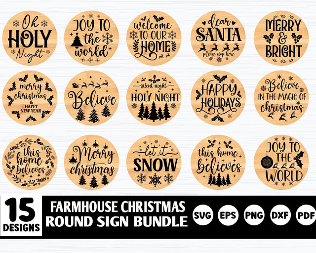 Christmas round sign bundle, Christmas svg design, Round sign svg, round sign cut files, Christmas door sign bundle, Chrismas welcome sign SVG etcify 