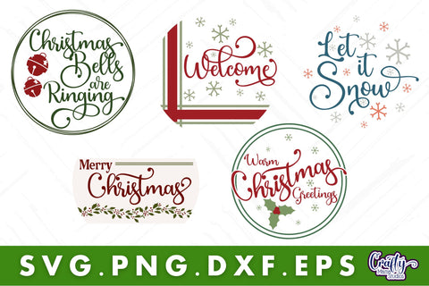 Christmas Round Sign Bundle, Holiday Door Hangers Svg SVG Crafty Mama Studios 