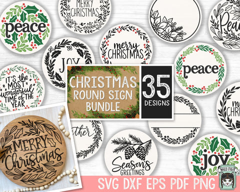 Christmas Round Sign Bundle svg file, Christmas Sign svg files, Christmas Wreath svg, Christmas Monogram frame svg, Christmas ornament svg SVG Wild Pilot 