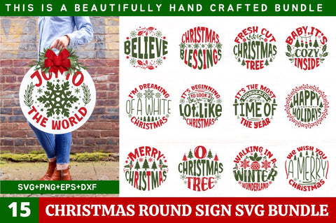 Christmas Round sign Bundle SVG Regulrcrative 