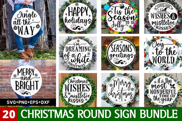 Christmas Round Sign Bundle SVG Regulrcrative 